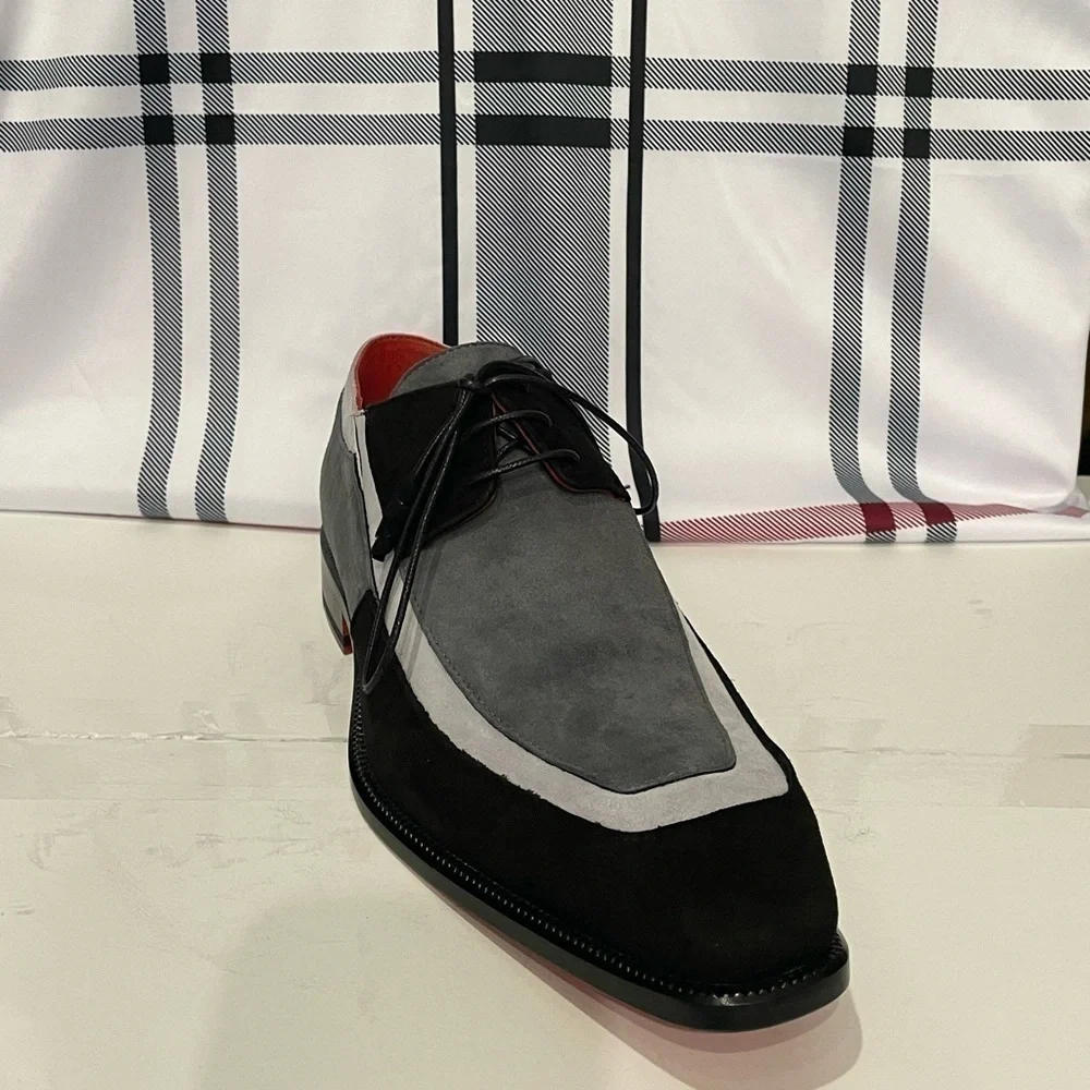 Emilio Franco shoes suede black/gray Oxford red bottom